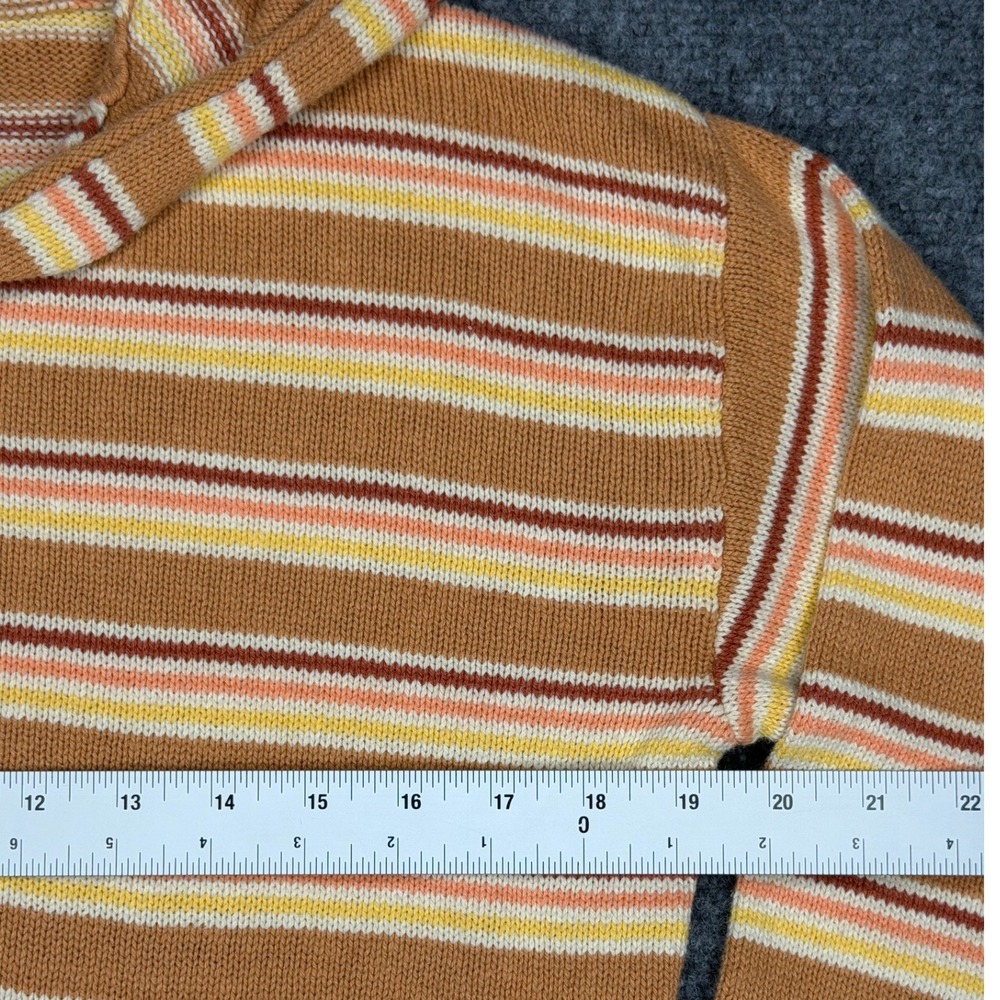 Roxy Sunset Stripes Knit Henley Hoodie S Cropped Bell Sleeve Sweater - Picture 4 of 5